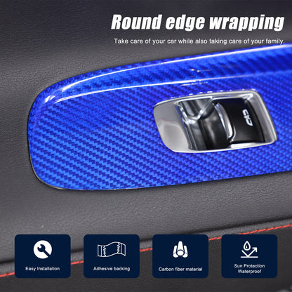 Blue Real Carbon Fiber Window Lift Switch Trim For Corvette C8 Convertible 20-26 11
