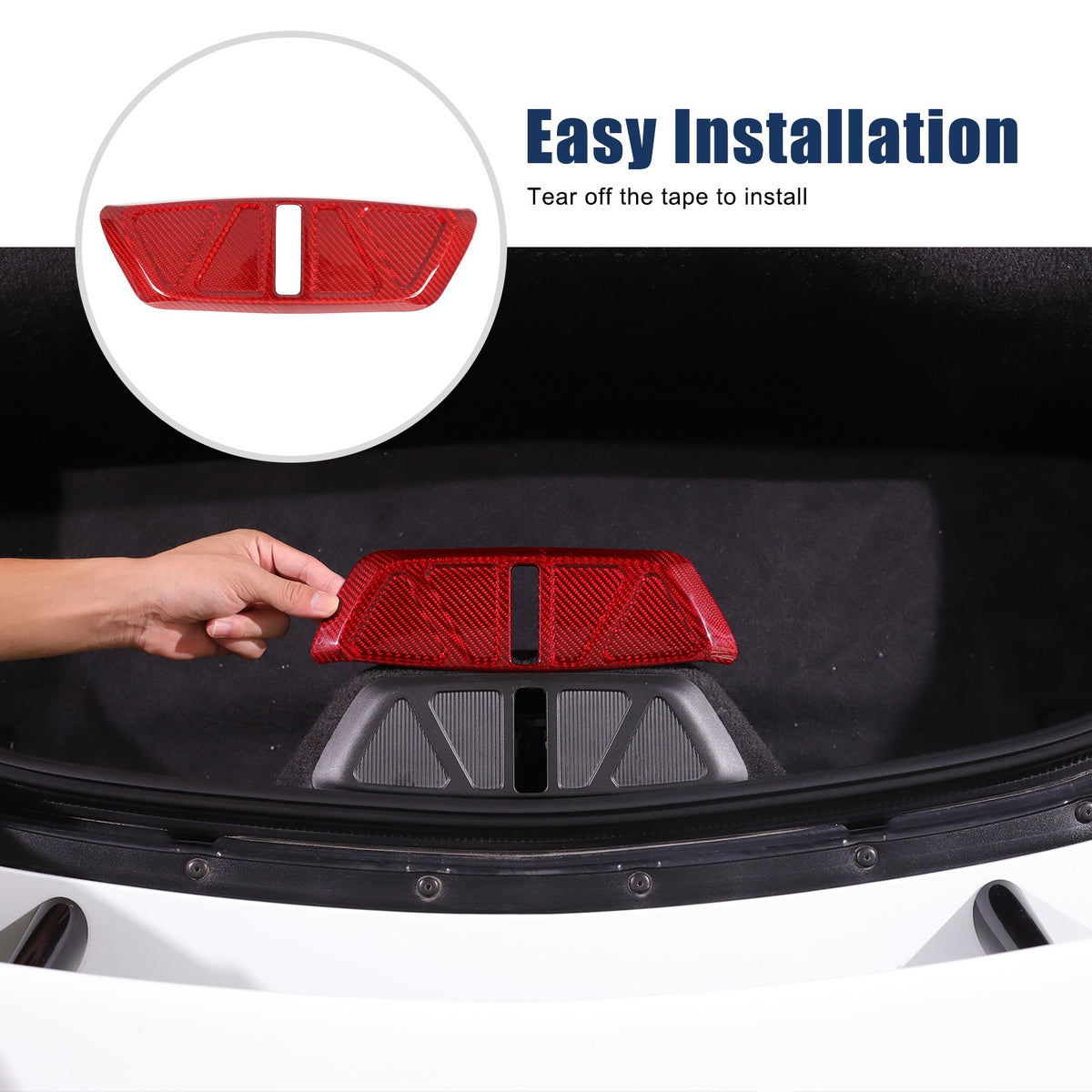 Red Real Carbon Fiber Trunk Latch Base Cover Trim For Corvette C8 2020+ 8
