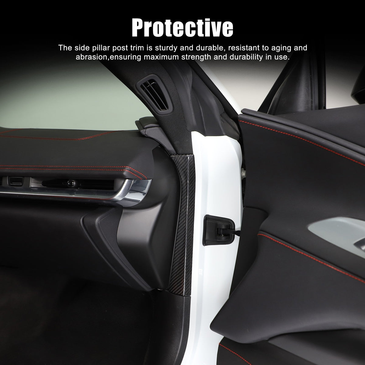 Real Carbon Fiber Inner Interior Door Pillar Trim For Corvette C8 2020+ 8