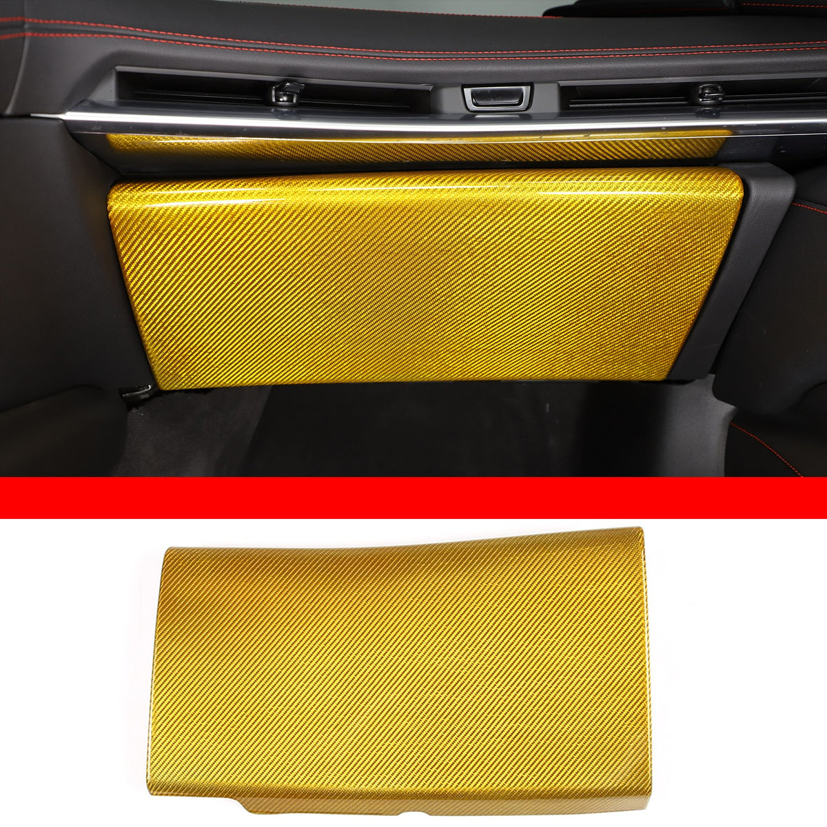 Yellow Carbon Fiber Co-pilot Storage Glove Box Trim For Corvette C8 2020-26 5