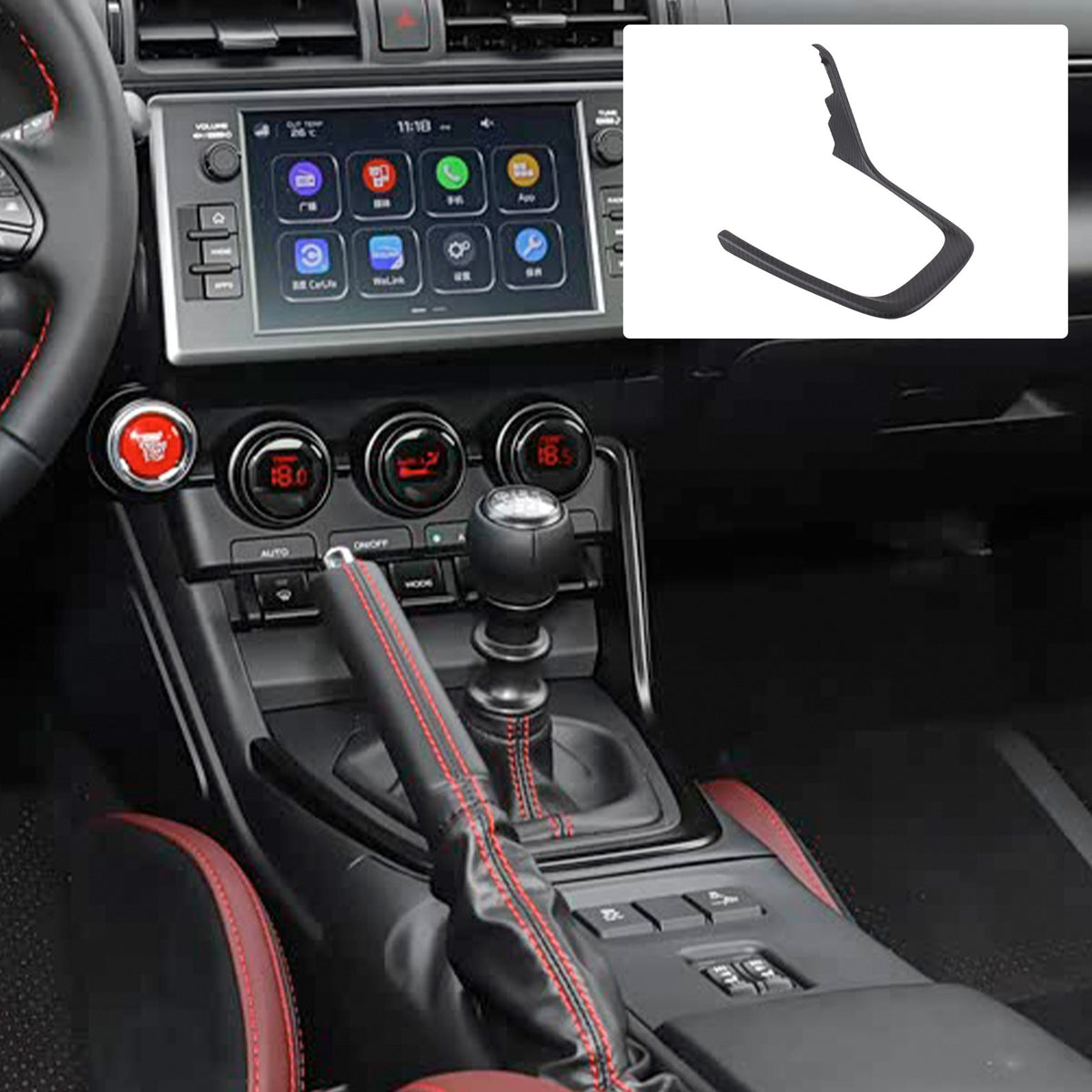 Matte Real Carbon Fiber Center Console Gear Frame For Subaru BRZ Toyota GR86 22+ 12