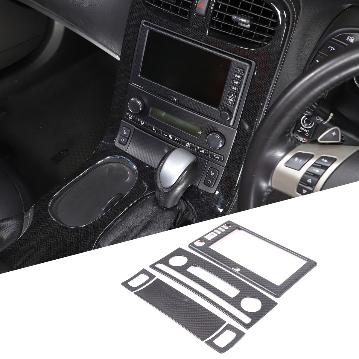 Matte Dry Real Carbon Fiber Center Console Trim Cover For Corvette C6 2005-13 33
