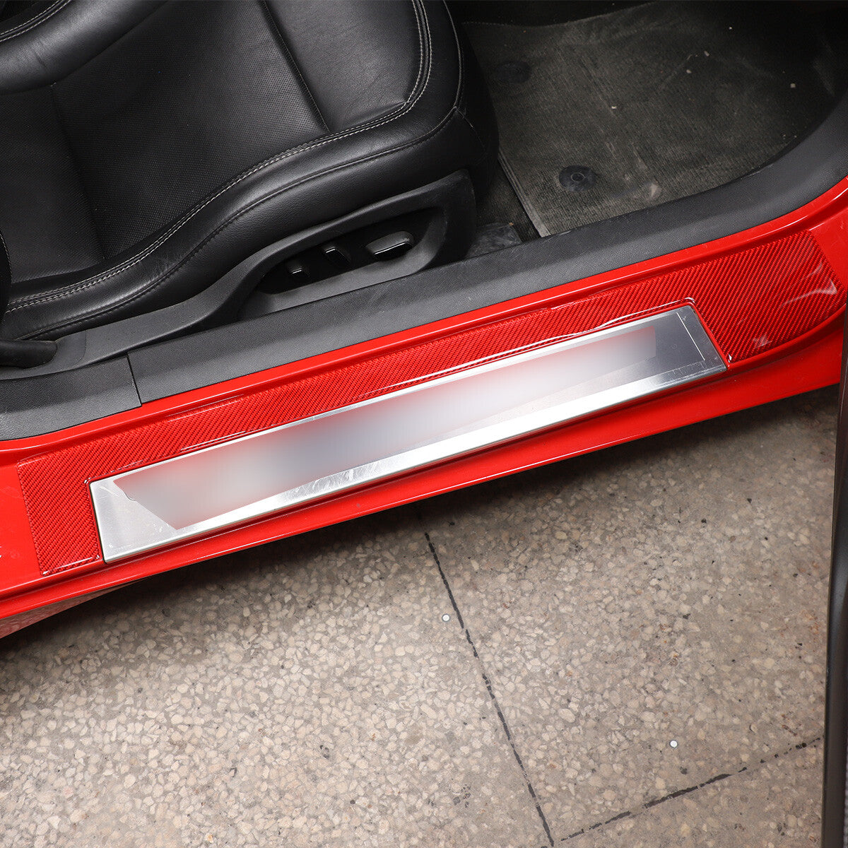 Red Carbon Fiber Door Sill Scratch Resistant Trim Sticker For Corvette C7 14-19 12