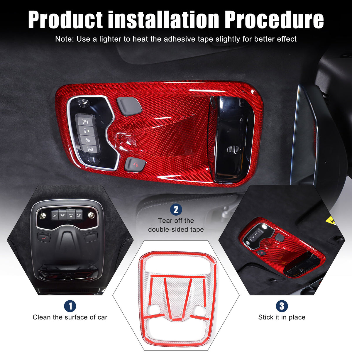 Red Real Carbon Fiber Interior Exterior Conosle Trim Cover For Lotus EMIRA 21-25 115