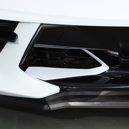 White ABS Front Bumper Center Grille Frame Trim Cover For Corvette C8 2020+ 19
