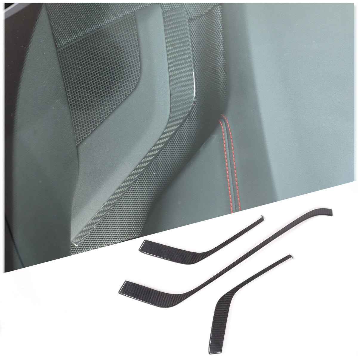 Real Carbon Fiber Interior Center Console Dashboard Trim Strip For Corvette C8 4