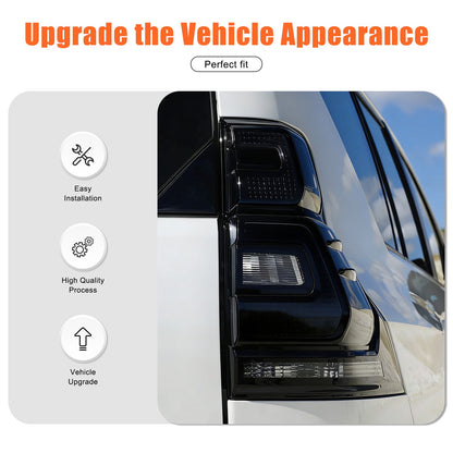 Smoked Black Tail Light Lamp Cover Trim For Toyota Land Cruiser Prado 2018-22 15
