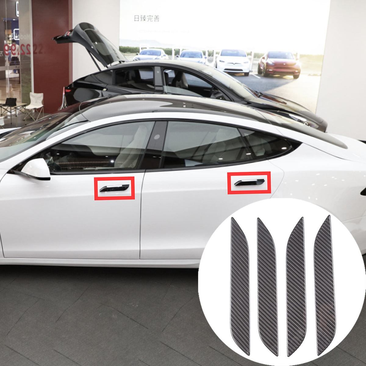 Real Dry Carbon Fiber Full Center Console Trim Set For Tesla Model S 2023+ 7