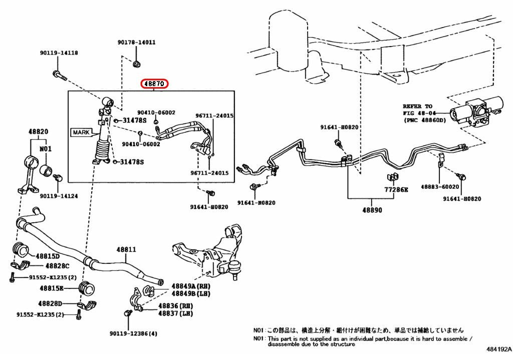 Toyota OEM Cylinder Sub-Assembly FR Stabilizer w/Fluid 48007-60023 3
