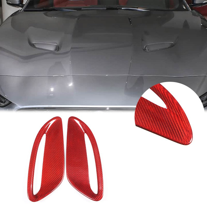 Red Real Carbon Fiber Hood Air Inlet Frame Trim For Jaguar F-TYPE X152 2021+ 19