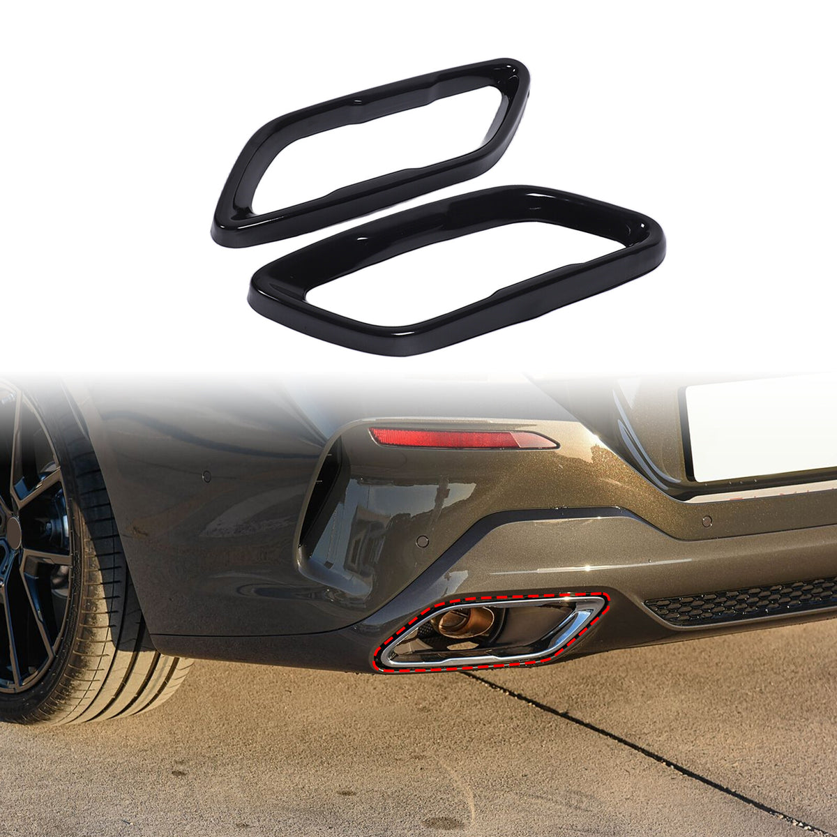 Glossy Black Stainless Rear Exhaust Tip Trim For BMW 8 Series Coupe G14 2019+ 2