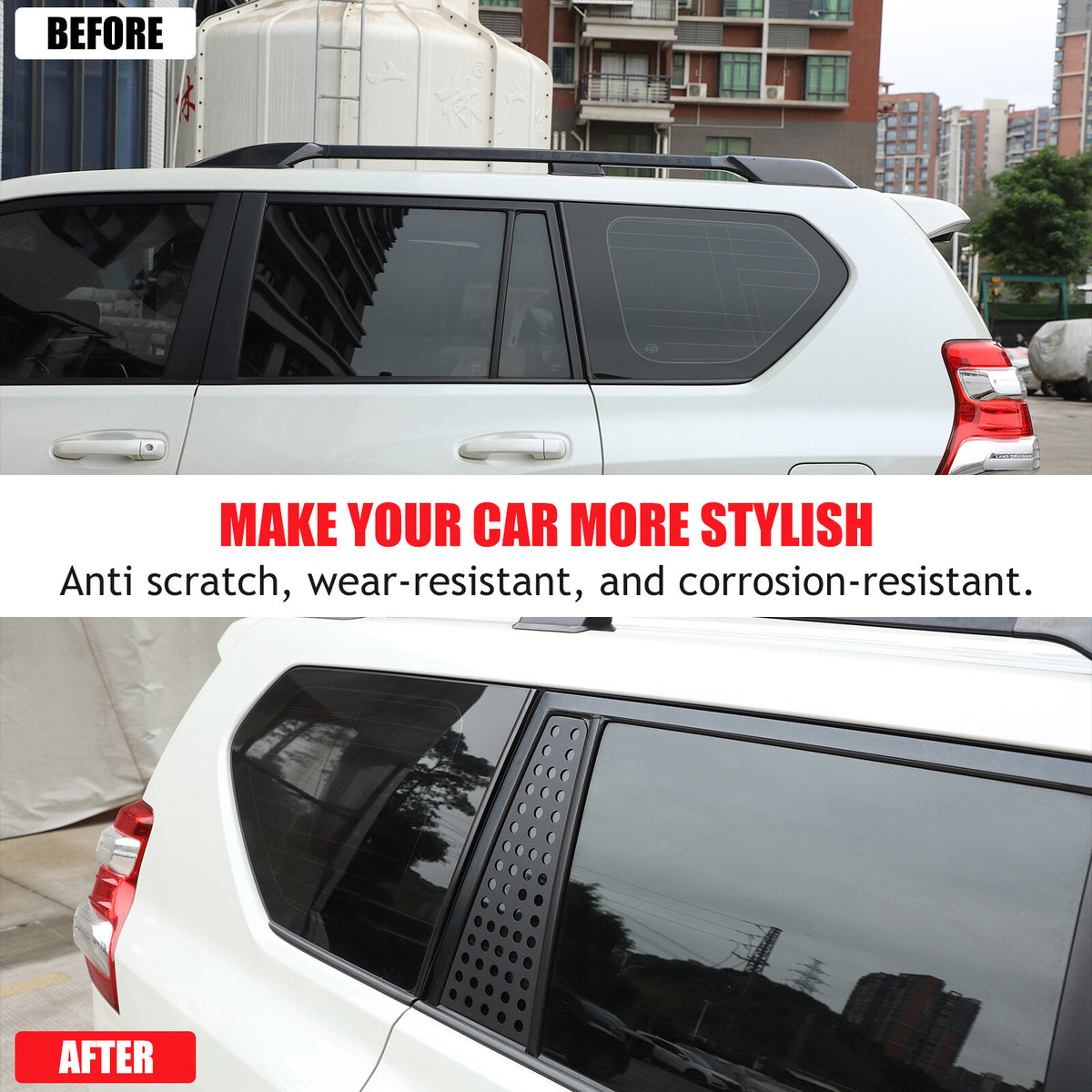 C-pillar Triangular Window Plate Trim For Toyota Land Cruiser Prado 10-23 US 8