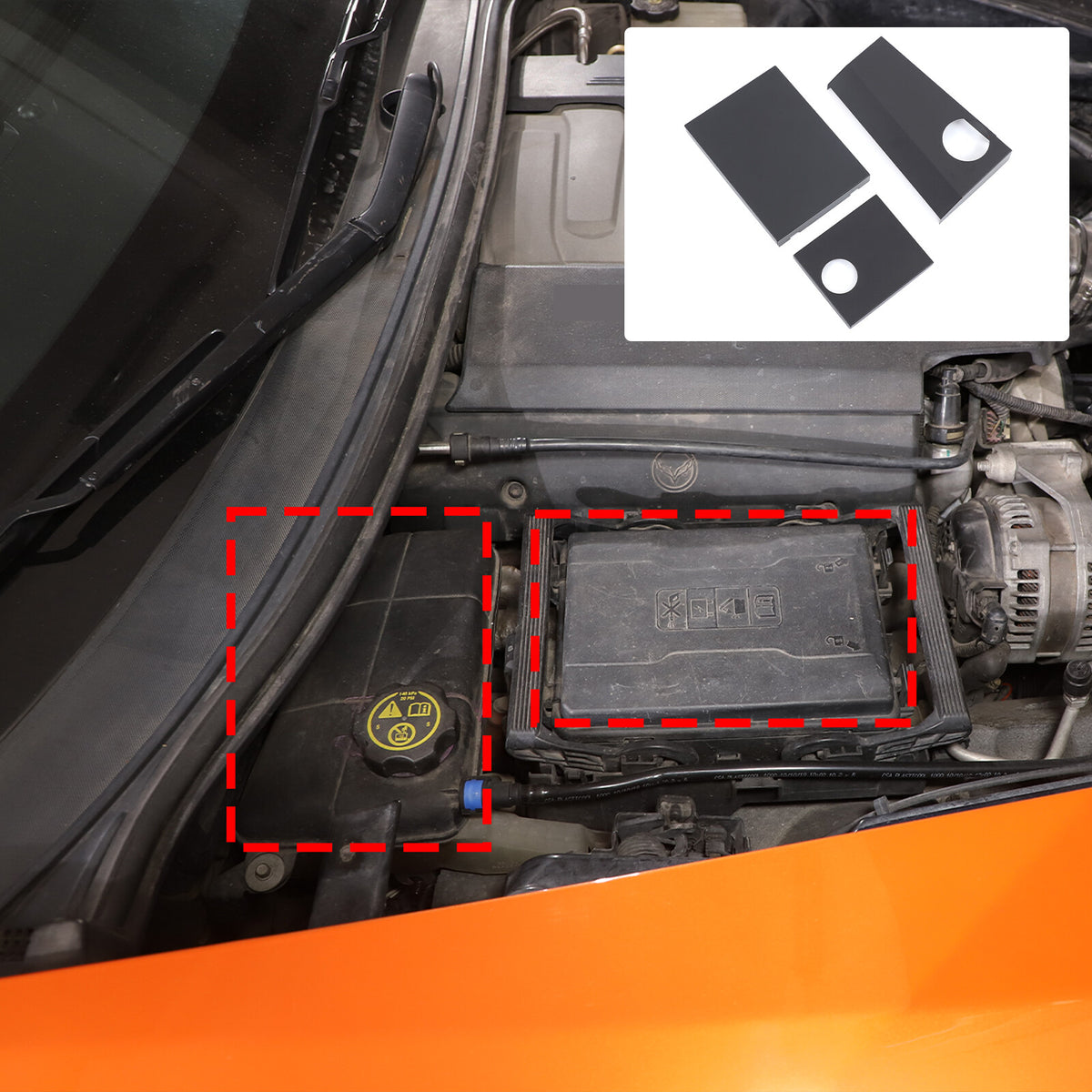 Black Aluminum Alloy Antifreeze Fuse Box Cover Trim For Corvette C7 2014-2019 US 1