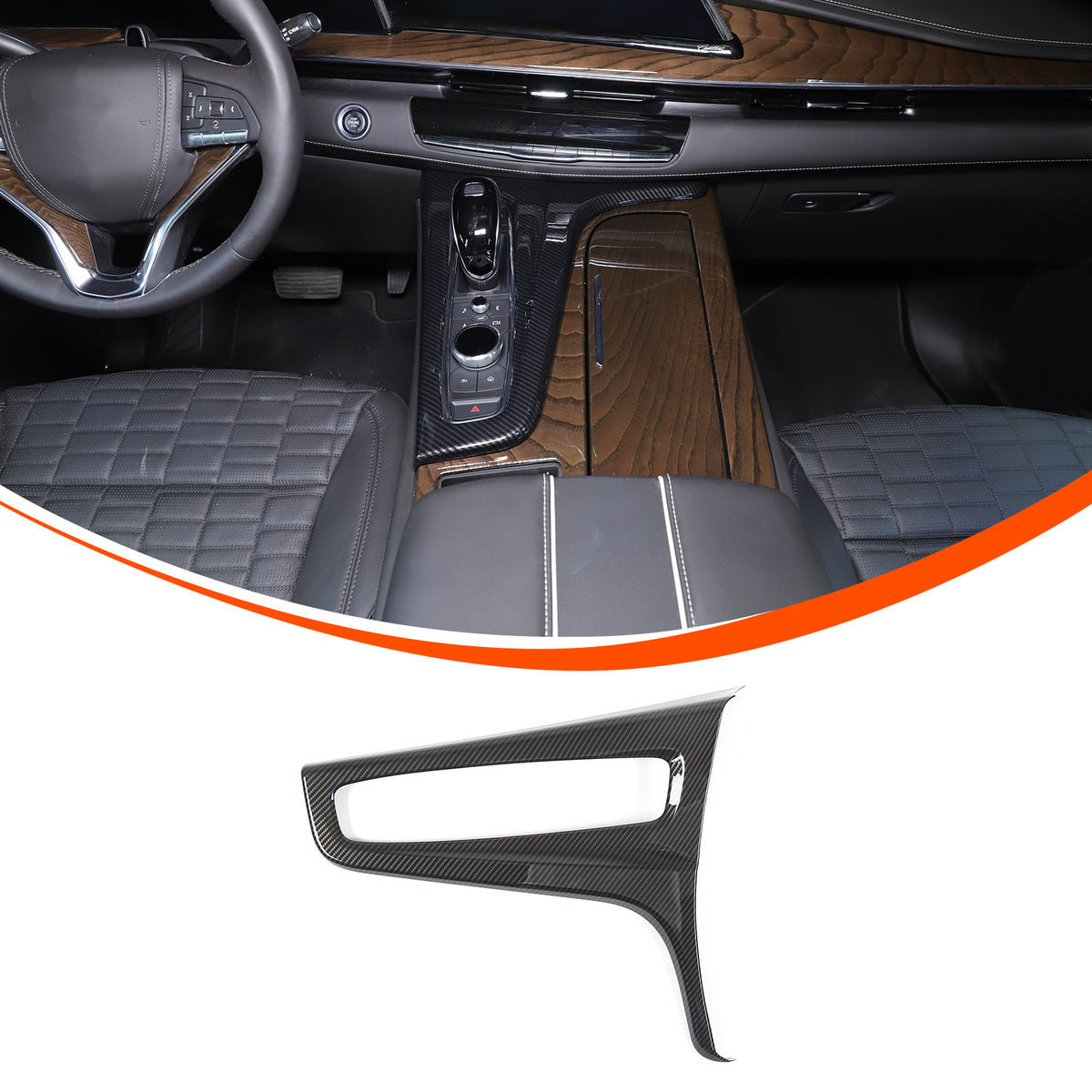 Carbon Fiber ABS Center Control Gear Trim Panel For Cadillac Escalade 21-23 US 2