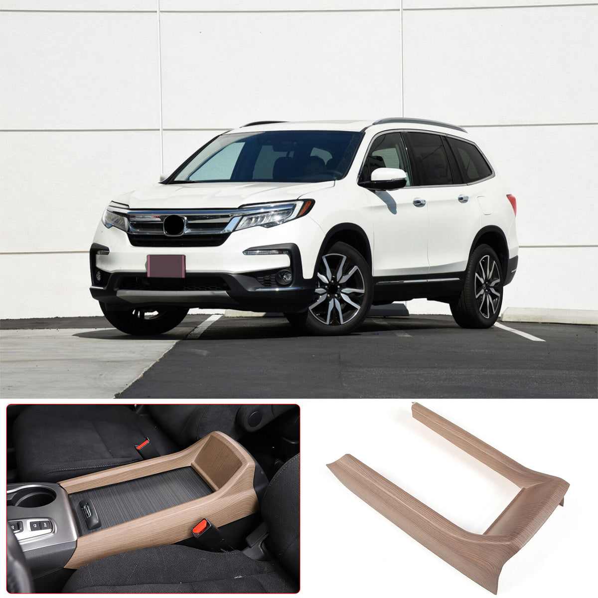 ABS Wood Grain Center Console Armrest Box Side Panel Trim for Honda Pilot 15-22 16