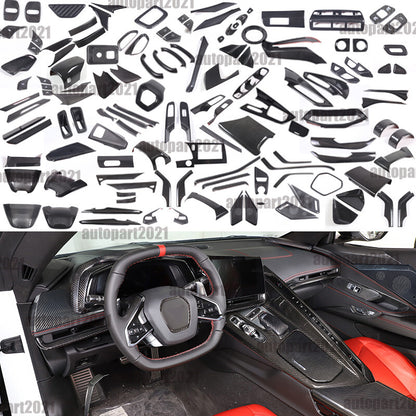 Real Dry Carbon Fiber Full Interior Center Set Trim Kit For Corvette C8 20-25 US - Styles 51-55 2
