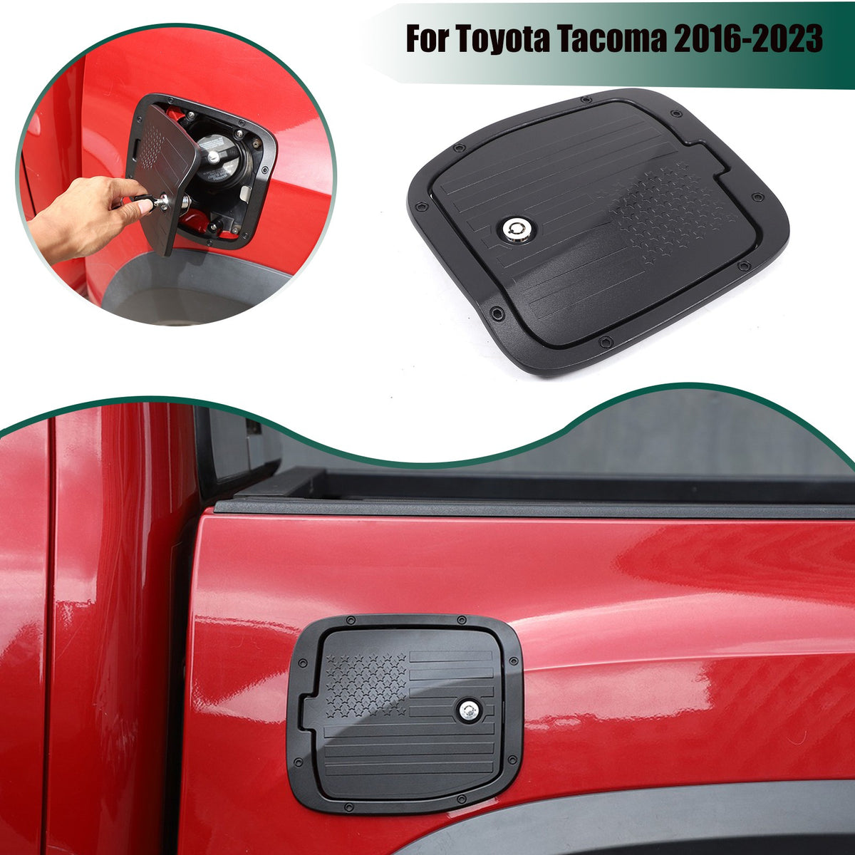 Star Alloy Locking Fuel Door Gas Tank Cap Cover Lock Key For Toyota Tacoma 16-23 1