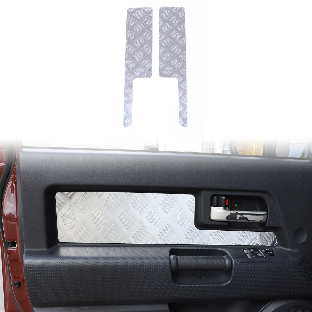 Silver Alloy Interior Car Door Panel Cover Trim For 2007-22 Toyota FJ Cruiser 3