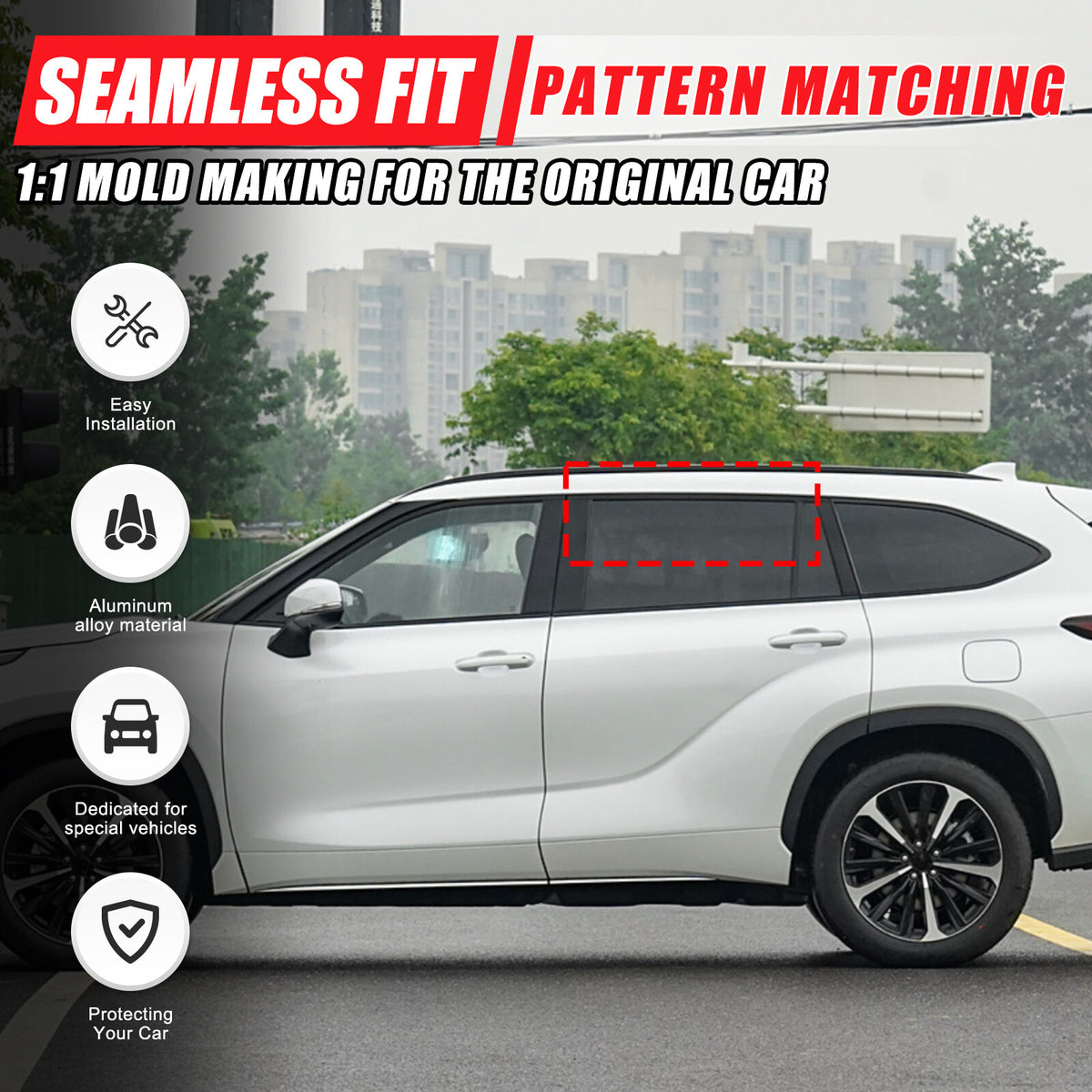 Rear Door Window Louver Air Vent Panel Trim Cover For Toyota Highlander 2022+ 9