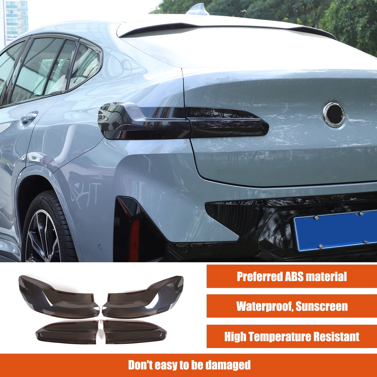 Smoked Black Rear Tail Light Guard Cover Trim Bezels For BMW X4 X4M G02 F98 19+ 12