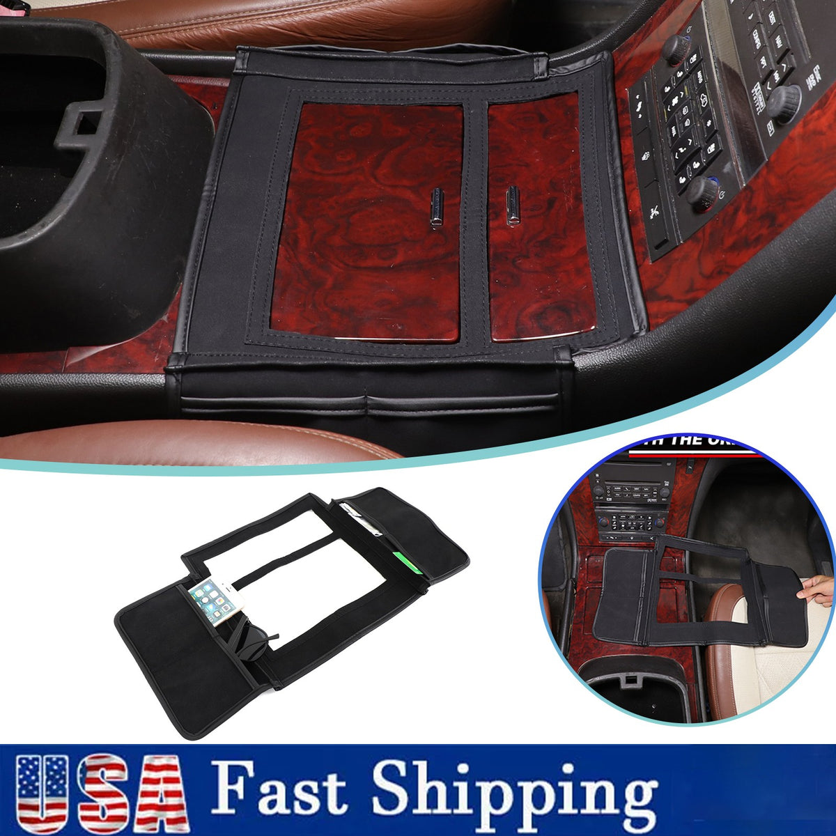 Suede Cloth Center Console Gear Shift Trim Cover For Cadillac Escalade 07-14 US 1