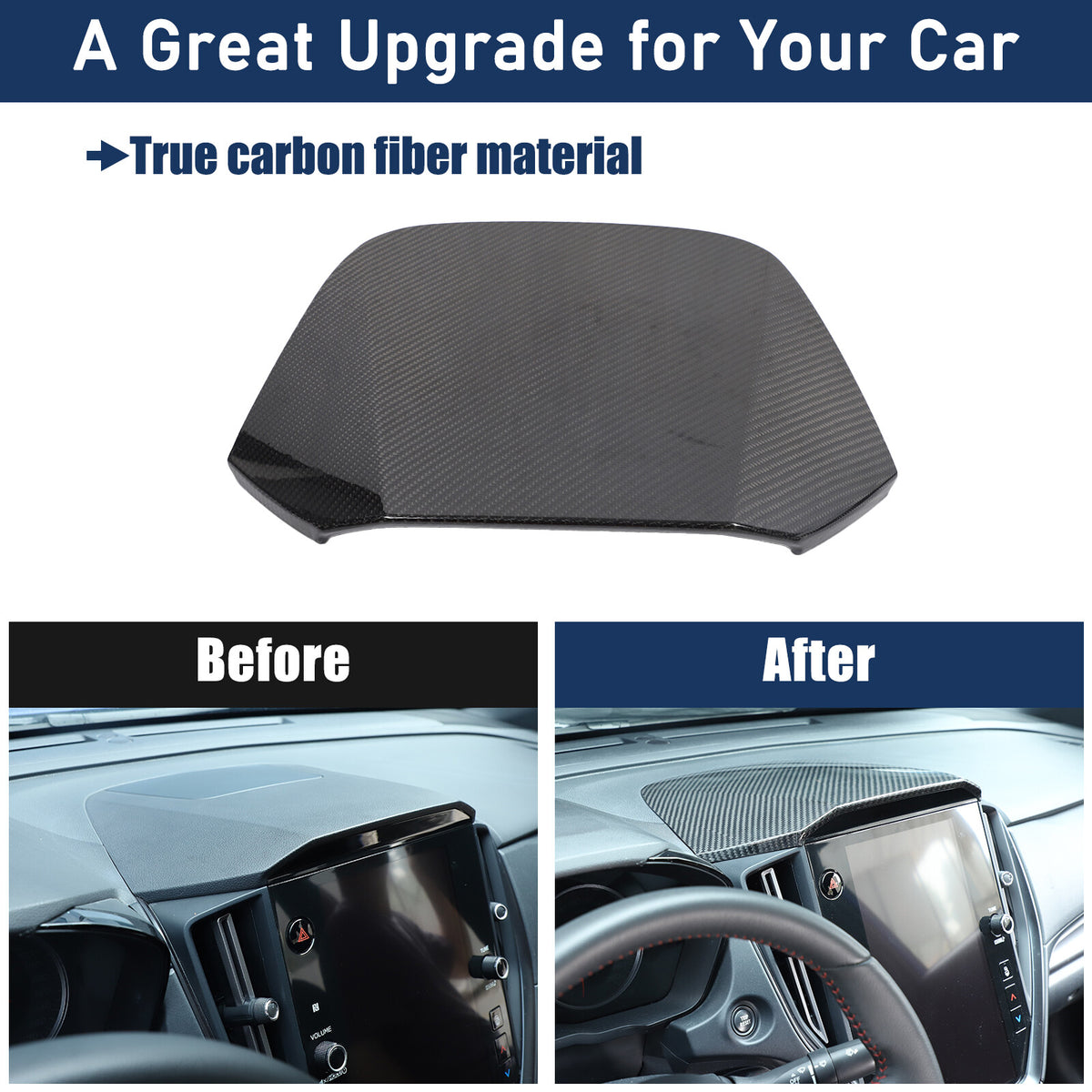 Real Carbon Fiber Center Dashboard Upper Cover Trim For Subaru WRX STI VB 22-24 11