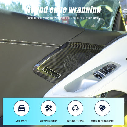 Real Carbon Fiber Side Door Speaker Cover Horn For C8 Corvette 2LT 3LT 2020-26 10