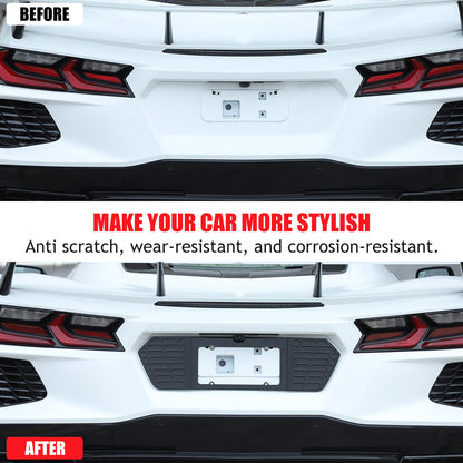 Glossy Black Alloy Rear License Plate Filler Panel Trim for Corvette C8 2020+ 3