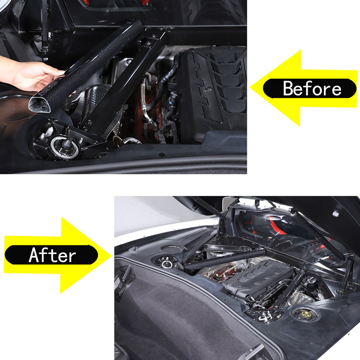 Real Dry Carbon fiber Engine Bay Crossmember Panel Trim Cover For Corvette C8 10