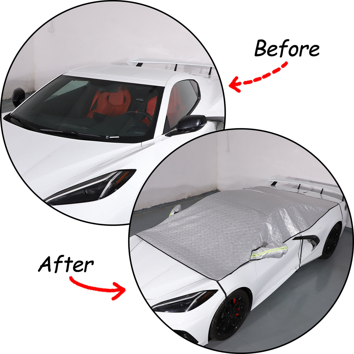 Car Windshield Snow Cover Front Winter Guard Protector For Corvette C8 20-26 US 15