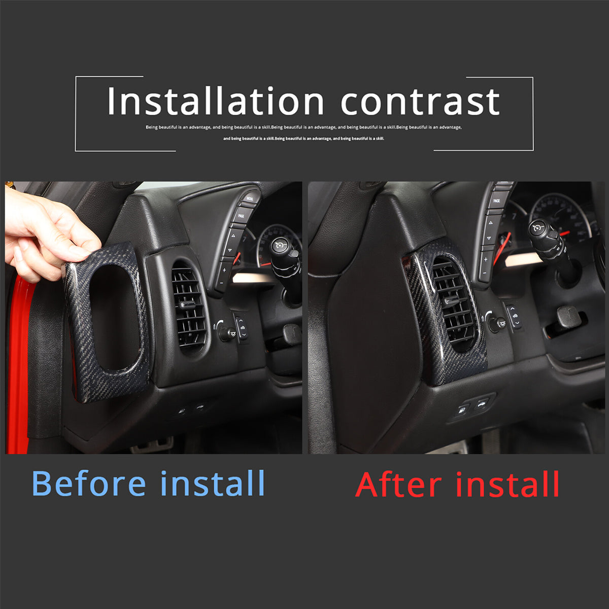 Real Dry Carbon fiber Side Air Outlet Vent Panel Trim For Corvette C6 2005-2013 13