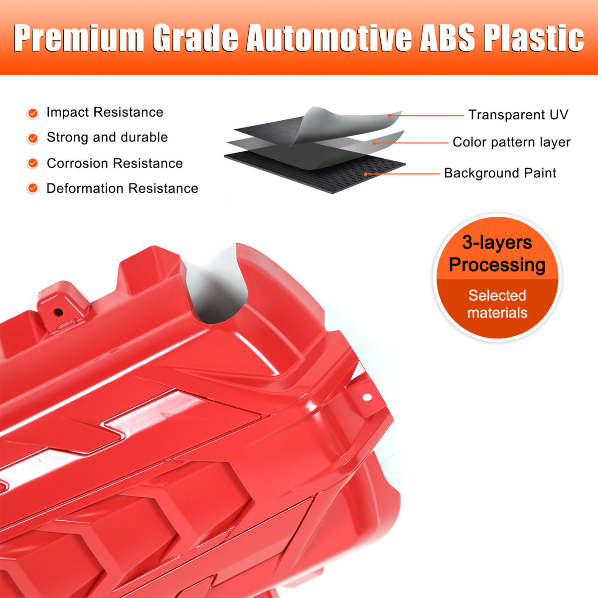 Red ABS Engine hood Compartment panel Trim Cover For Corvette C8 2020-2026 US 9