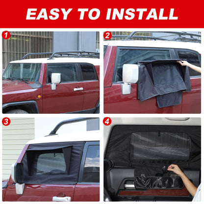 Front Door Window Sun Shade Cover For Toyota FJ Cruiser 2007-2021 5