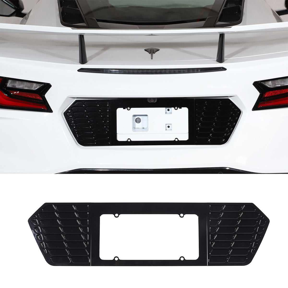 Aluminum Alloy Exterior Hood Engine License Plate Trim For Corvette C8 2020+ US - Variants 16-20 4