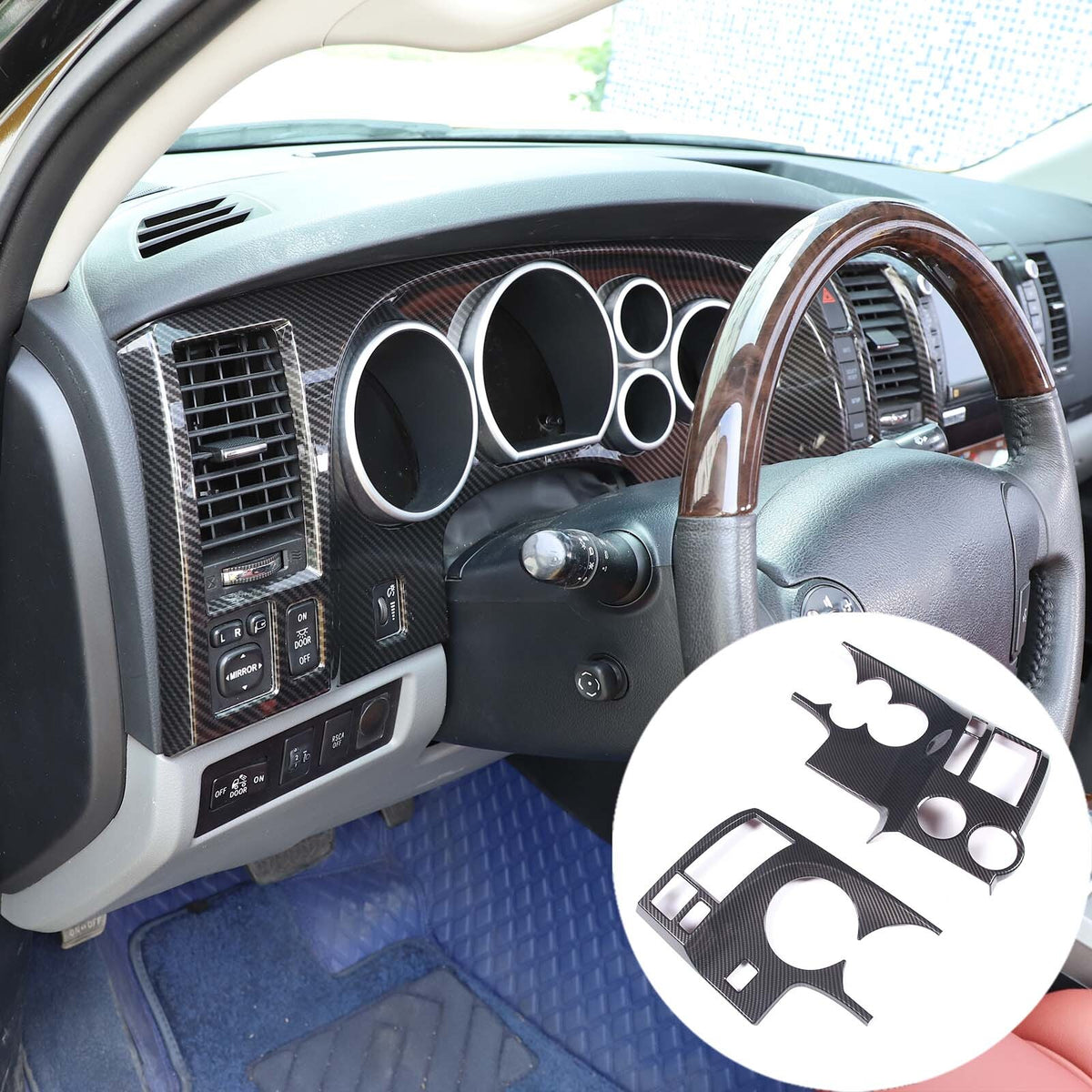 Carbon Fiber ABS Center Console Cover Trim Set For Toyota Tundra 07-13 US 40