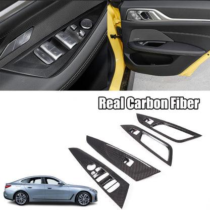 Real Carbon Fiber Window Lift Trim Cover For BMW 4 Series G26 Gran Coupe 22-24 2