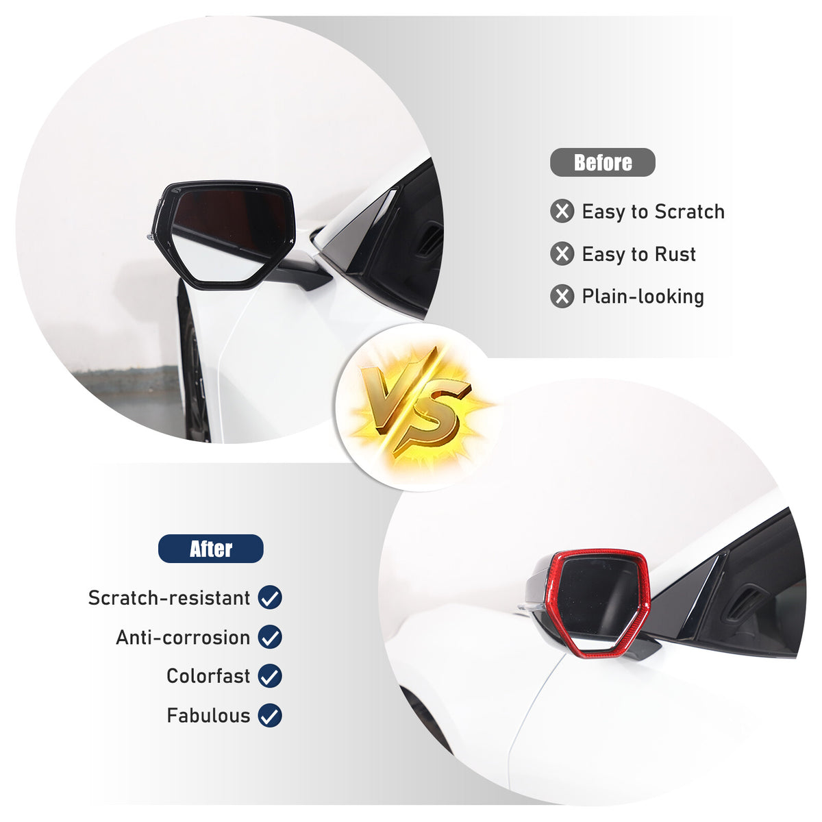 Red Real Carbon Fiber Side View Mirror Frame Cover Trim For Corvette C8 20-26 15