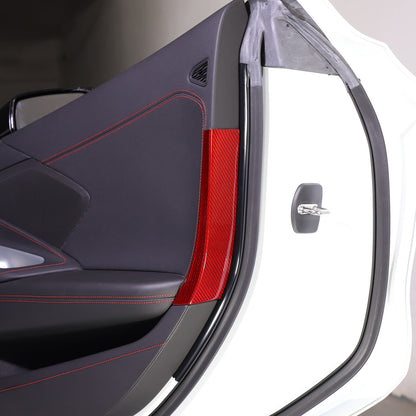 Red Real Carbon fiber Interior Door Panel trim Cover Frame For Corvette C8 20-26 6
