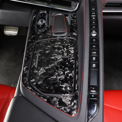 Forged Carbon Fiber Console Storage Panel Sticker Trim For Corvette C8 2020-25 13