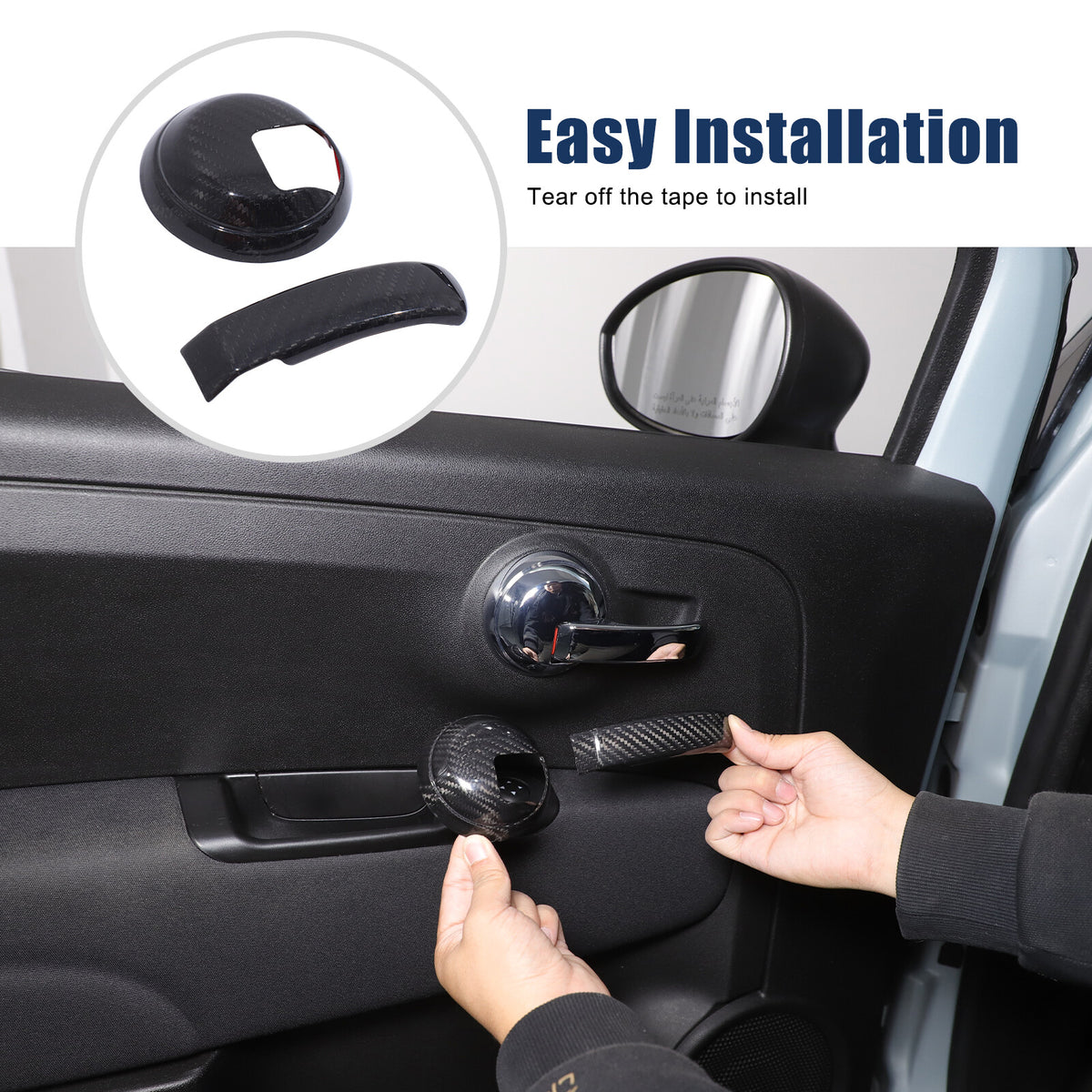 Real Carbon Fiber Interior Door Handle Trim For Fiat 500 Abarth 595 695 2010+ 6