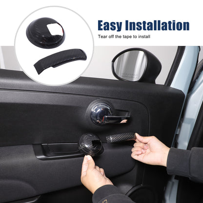 Real Carbon Fiber Interior Door Handle Trim For Fiat 500 Abarth 595 695 2010+ 6