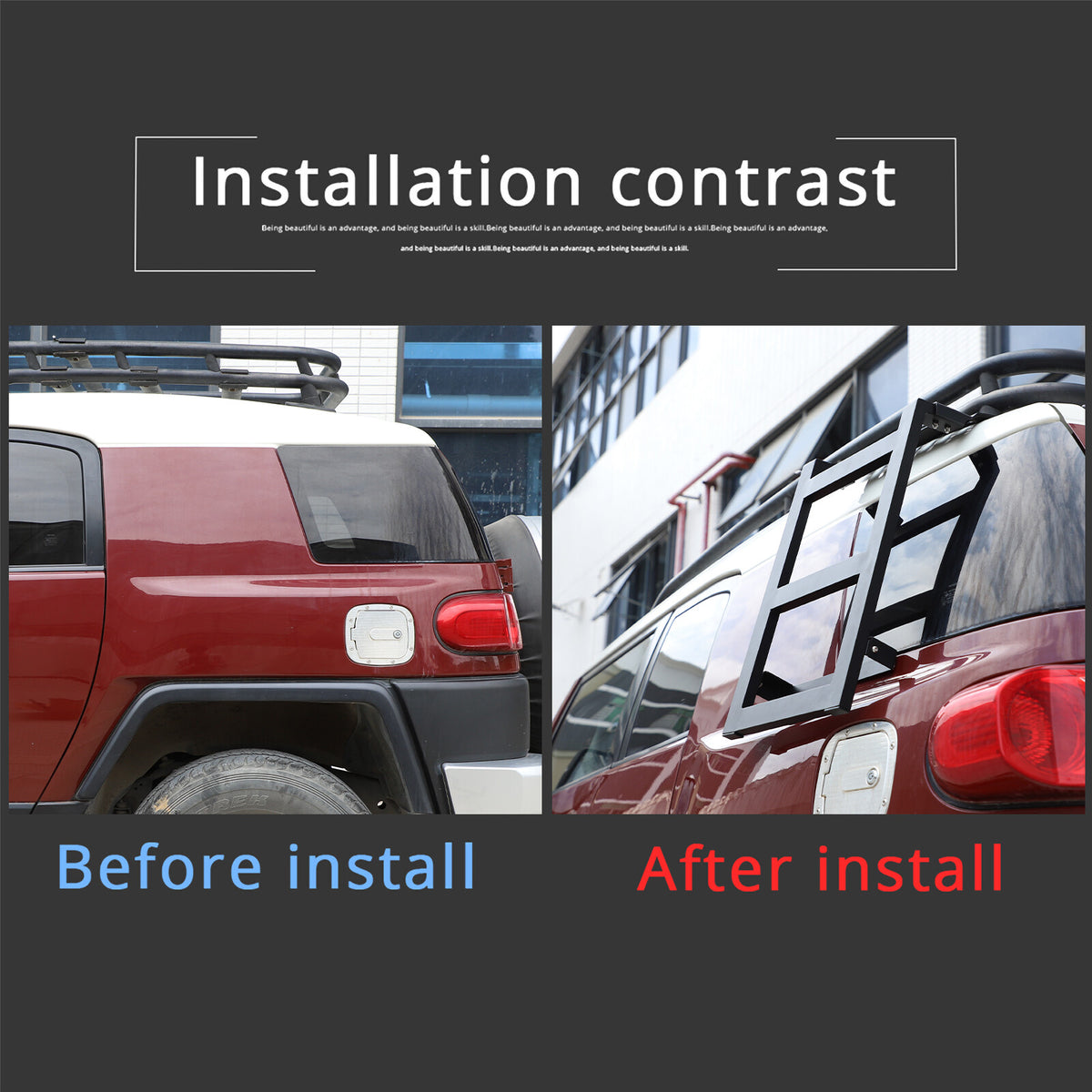 Left & Right Side Window Step Ladder Roof Rack for Toyota FJ Cruiser 2007-2021 8