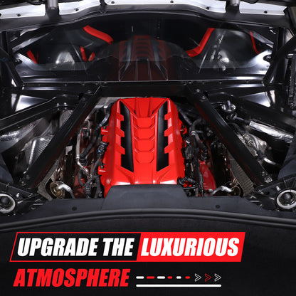 Red Engine Bay Panel Cover Trim in Edge Black For Corvette Coupe C8 2020-2026 11