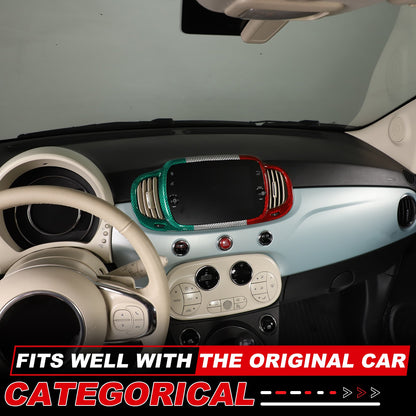 Tri-Color Real Carbon Fiber Dashboard Air Vent Trim For Fiat 500 312 2016+ 8