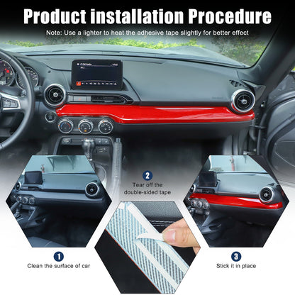 Red Real Carbon Fiber Dashboard Center Trim For Mazda MX-5 Miata 2016+ 24