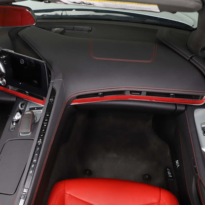 Red Soft Carbon Fiber Interior Decor Trim Kit Cover Set For Corvette C8 20-25 144