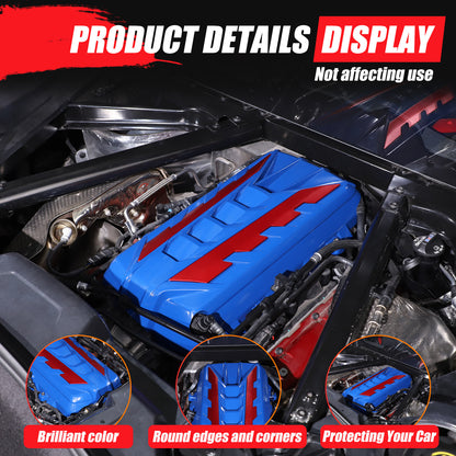 Blue Engine Bay Panel Cover Trim in Edge Red For Corvette C8 2020-26 17