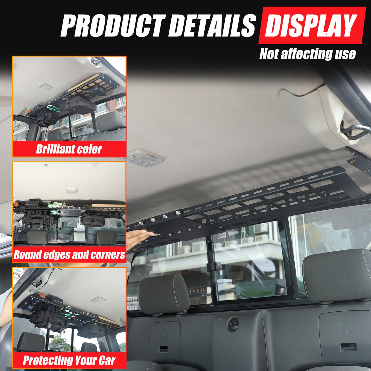Aluminum Rear Roof Hanging Rack Molle Panel For Nissan Frontier King Cab 2009-17 5