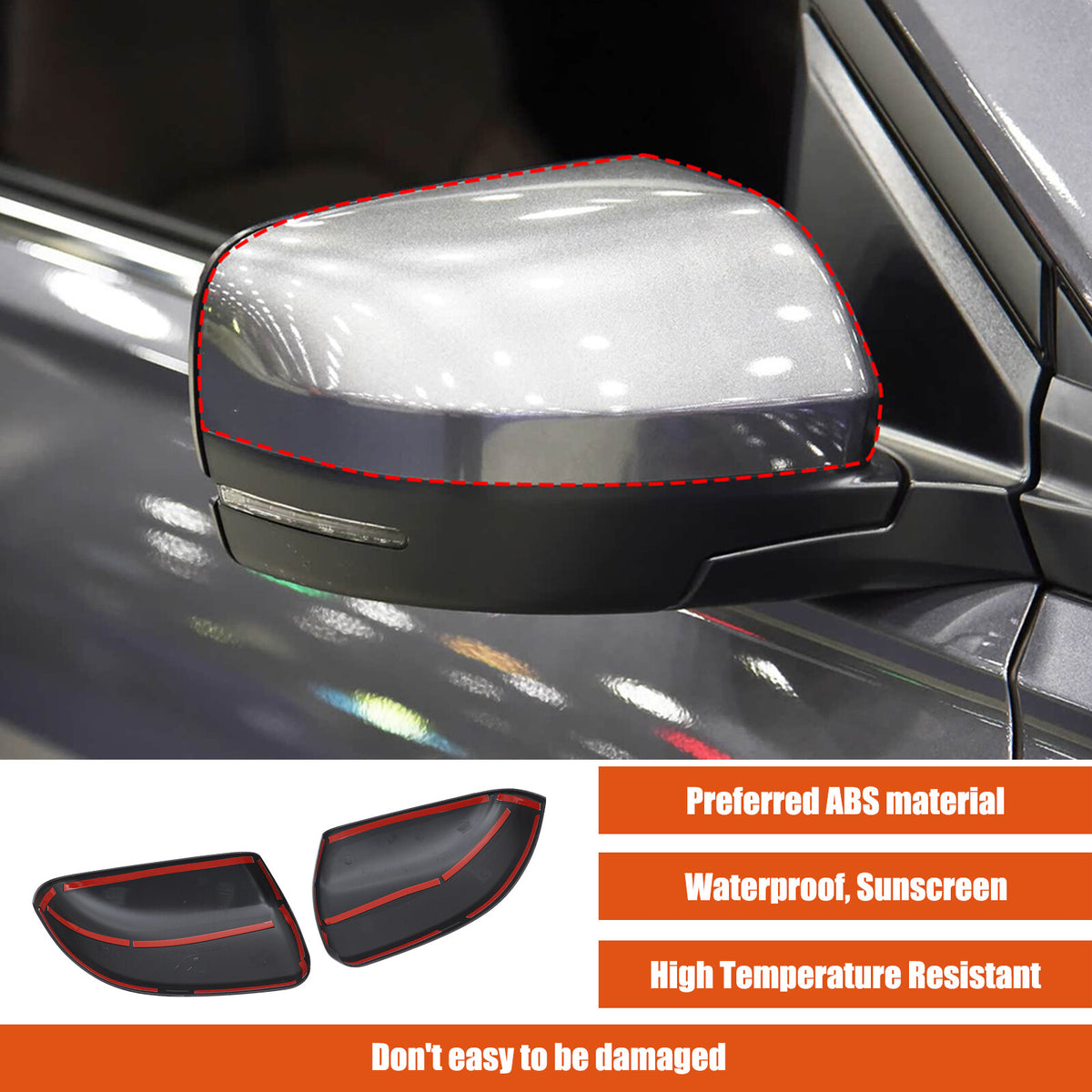 ABS Matte Black Exterior Rearview Mirror Cover Trim For Honda Pilot 2023-2024 8