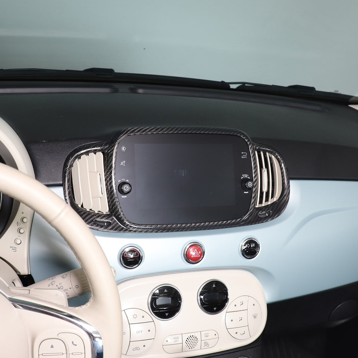 Real Carbon Fiber Center Air Vent Trim For Fiat 500/Abarth 595 695 21-23 US 16